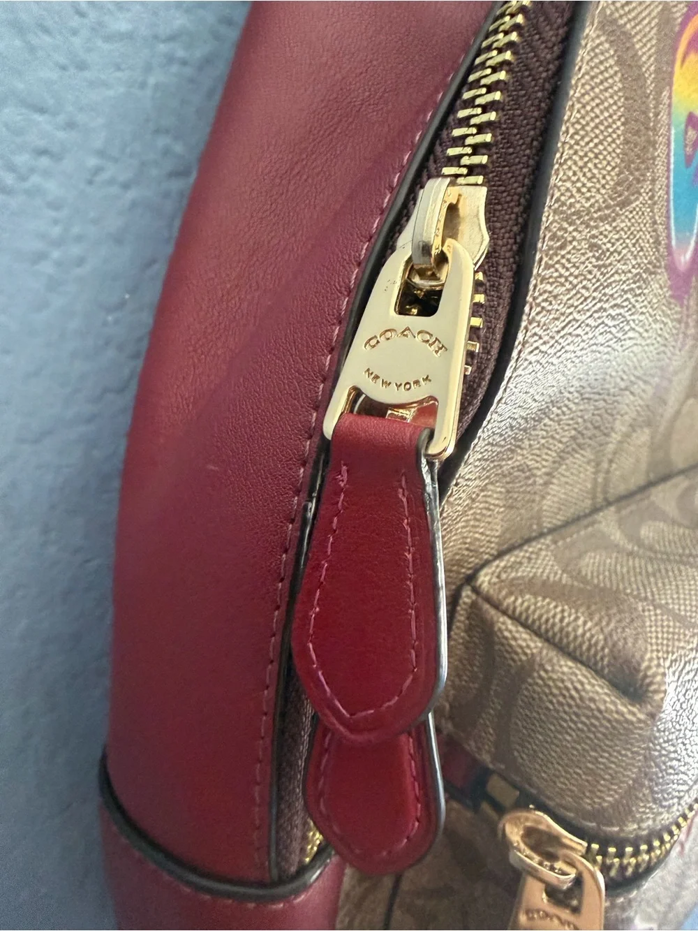 NWOT! COACH Signature Canvas & Red Leather Graffiti & Patches West Backpack!